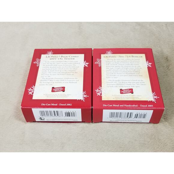 Christmas Tree Ornament Train Blue Comet 2002 Boxcart 2005 Lionel New In Box x2 - Picture 9 of 13